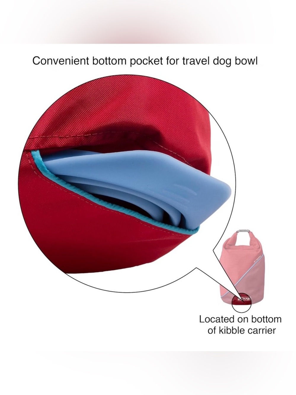 Kurgo Kibble Carrier in Chili Red Store and Transport Pet Food While Traveling - Picture 8 of 11